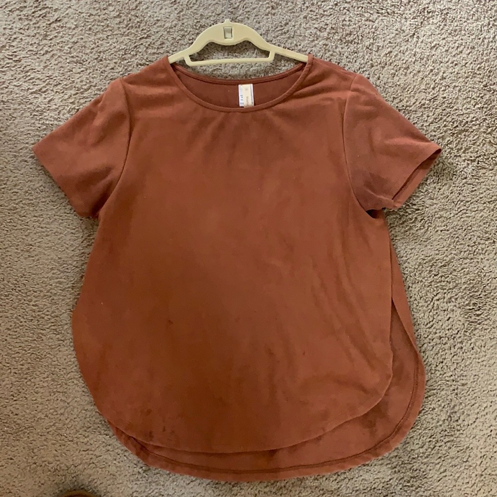Burnt Orange Velvet Short-Sleeve Shirt